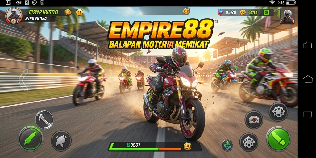 Screenshot gameplay EMPIRE88 yang menampilkan balapan mendebarkan.