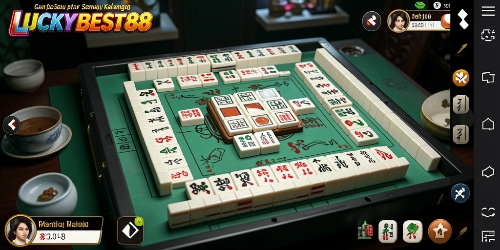 Screenshot utama LUCKYBEST88 menampilkan gameplay Mahjong yang seru dan menantang.