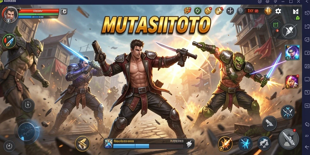 Screenshot utama menunjukkan aksi seru dalam pertarungan <strong>MUTASITOTO</strong>.