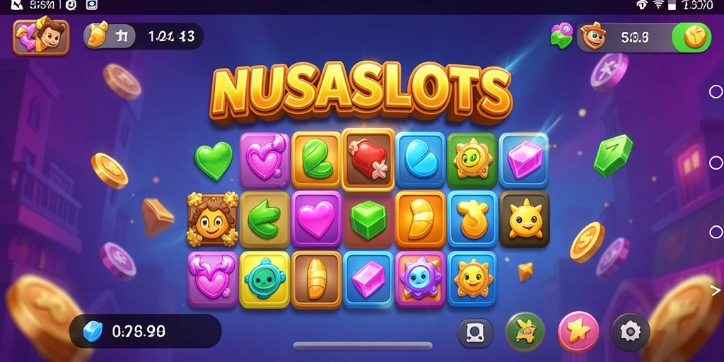 Tampilan gameplay seru NUSASLOTS dalam aksi Match-3.