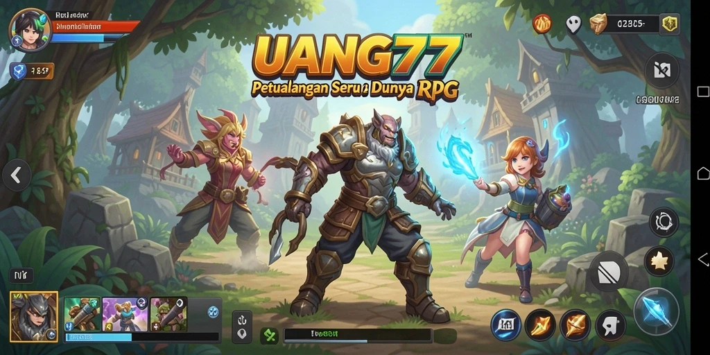 Screenshot UANG77 menampilkan aksi pertempuran epik dalam dunia RPG.